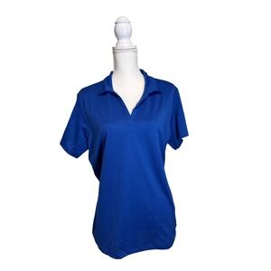 Sport-Tek Blue Short Sleeve V-Neck Polo Women's Size Extra Large
